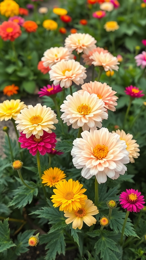 Colorful ranunculus flowers in a garden