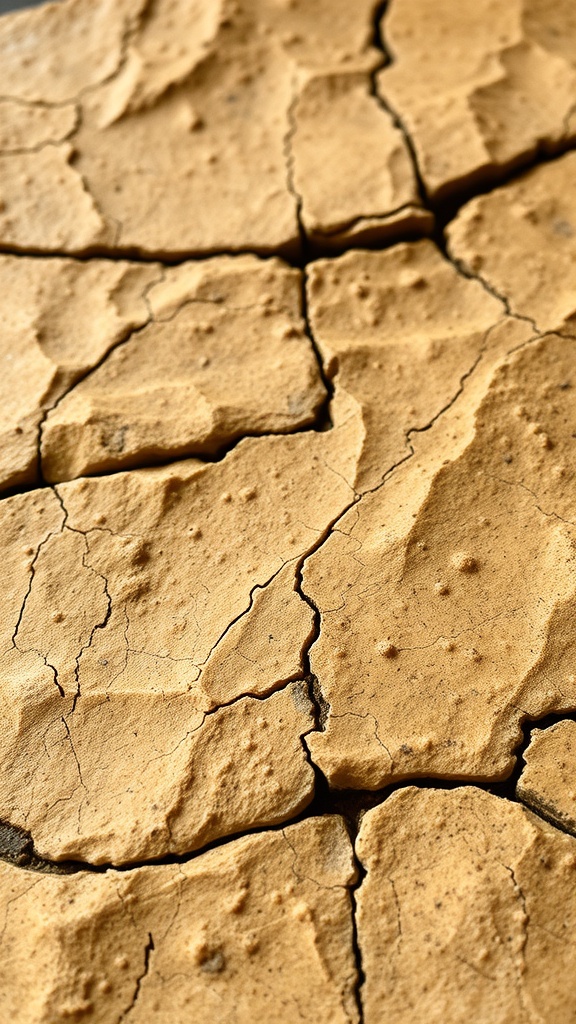 Superficie de tierra agrietada con textura marrón claro