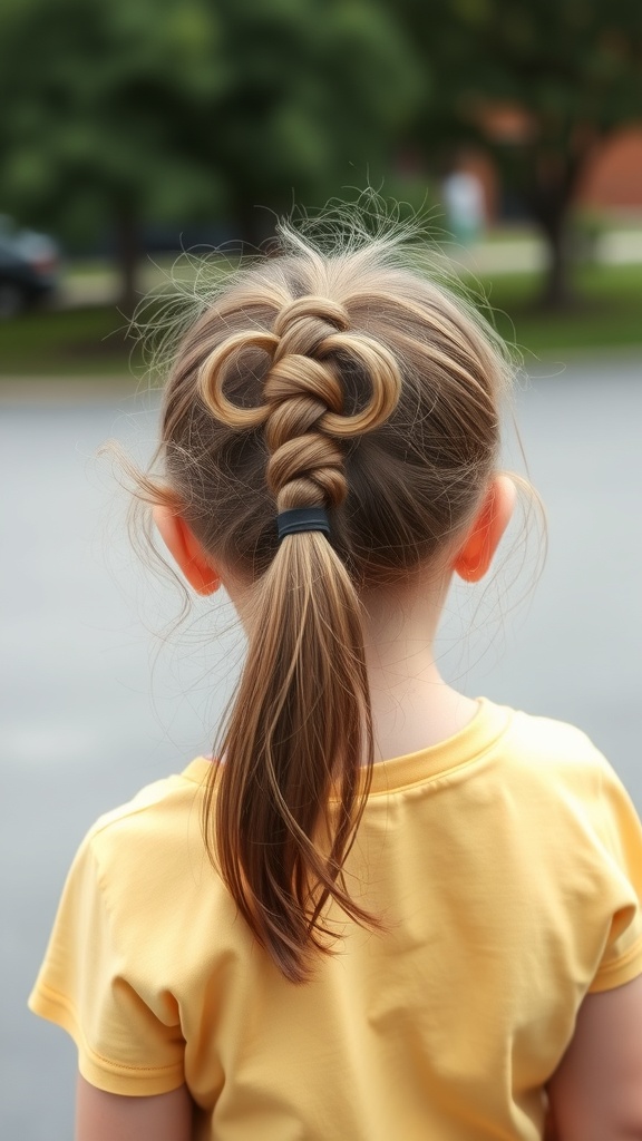 A girl with a bubble ponytail hairstyle, showing a playful and creative look.