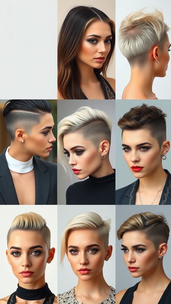 Collage of various celebrities sporting different styles of faded undercut hairstyles.