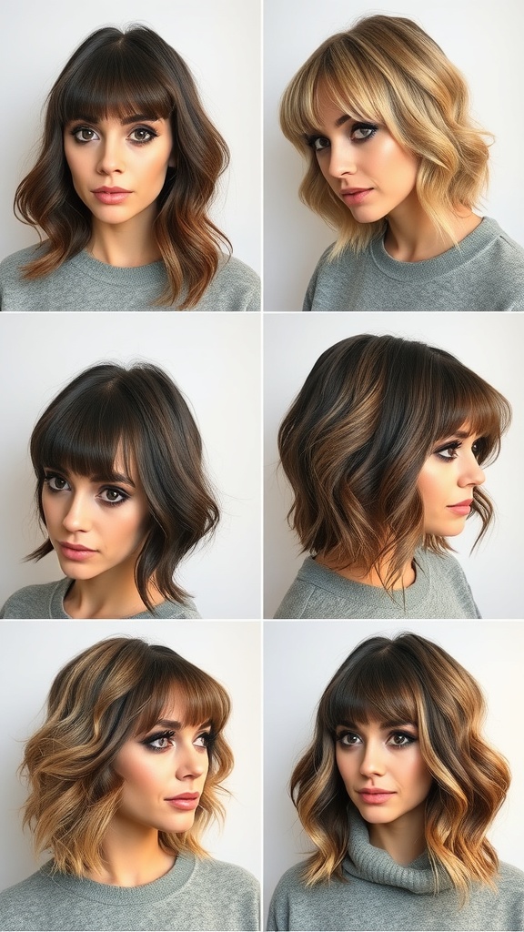 Different styles of bangs for a Wavy Wolf Cut
