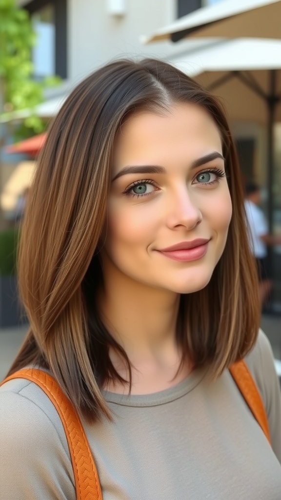 A classic A-line haircut displayed in a stylish setting