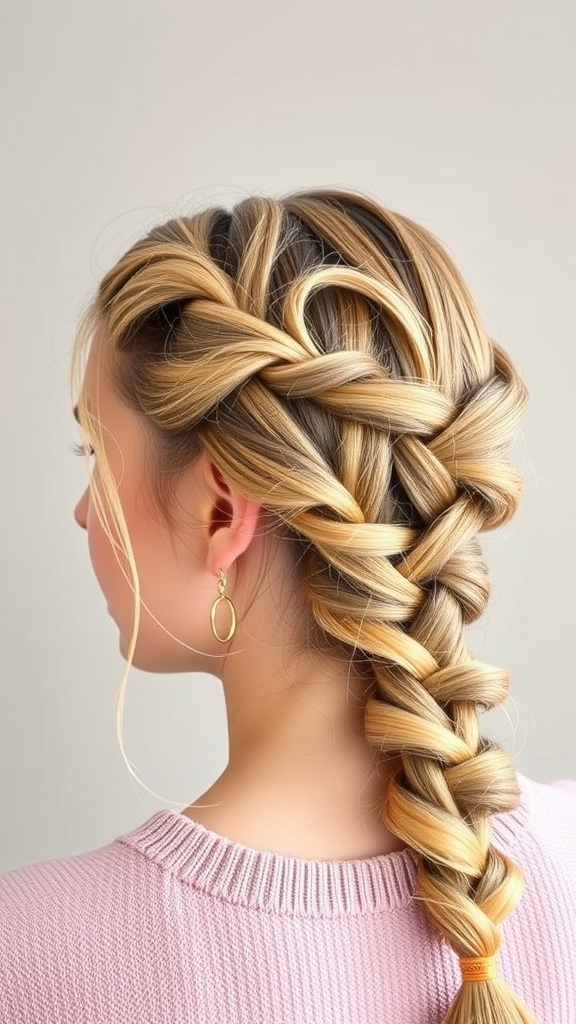 A classic Dutch braid hairstyle showcasing blonde hair intricately woven into a braid.