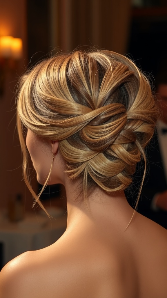 A classic French twist hairstyle showcasing elegant rolled hair, ideal for managing greasy hair.