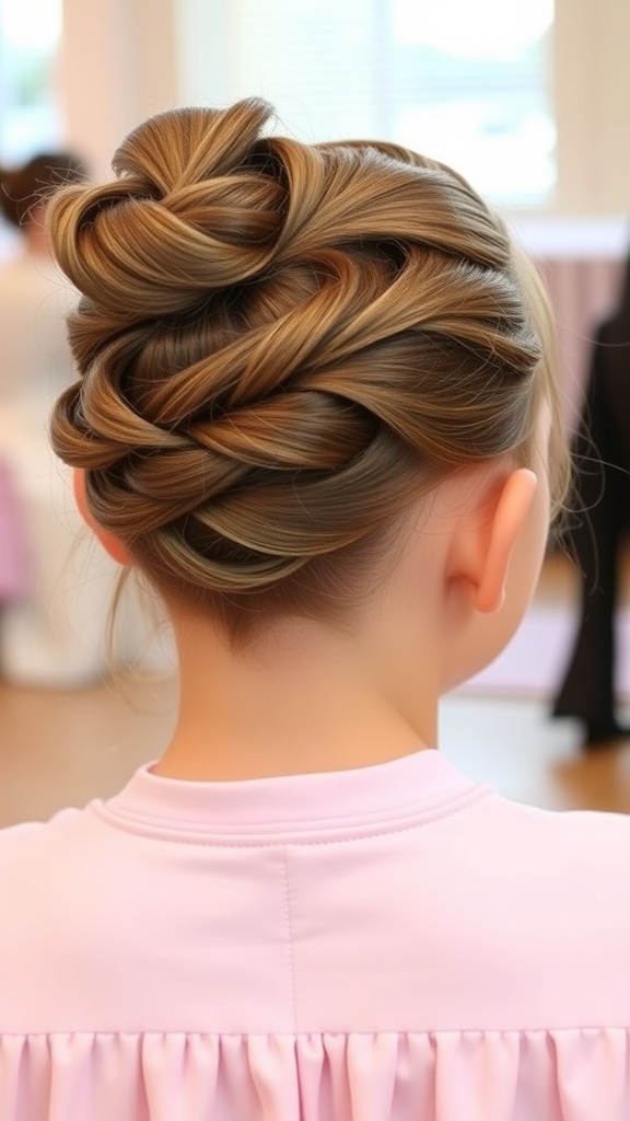 A classic French twist hairstyle with modern braiding, perfect for a birthday celebration.
