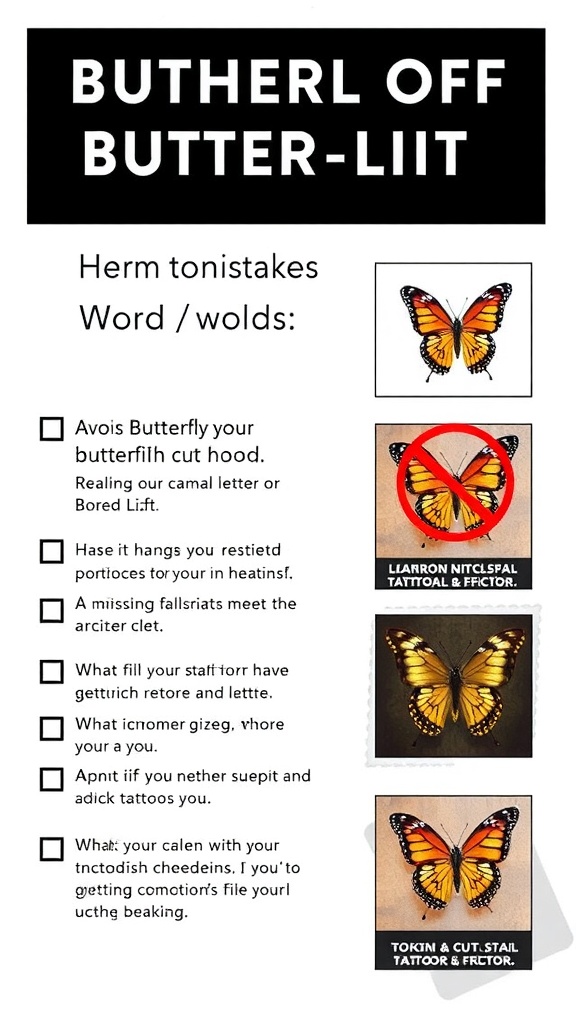 A guide on common mistakes to avoid with Butterfly Cut Short Hair, featuring a butterfly illustration.