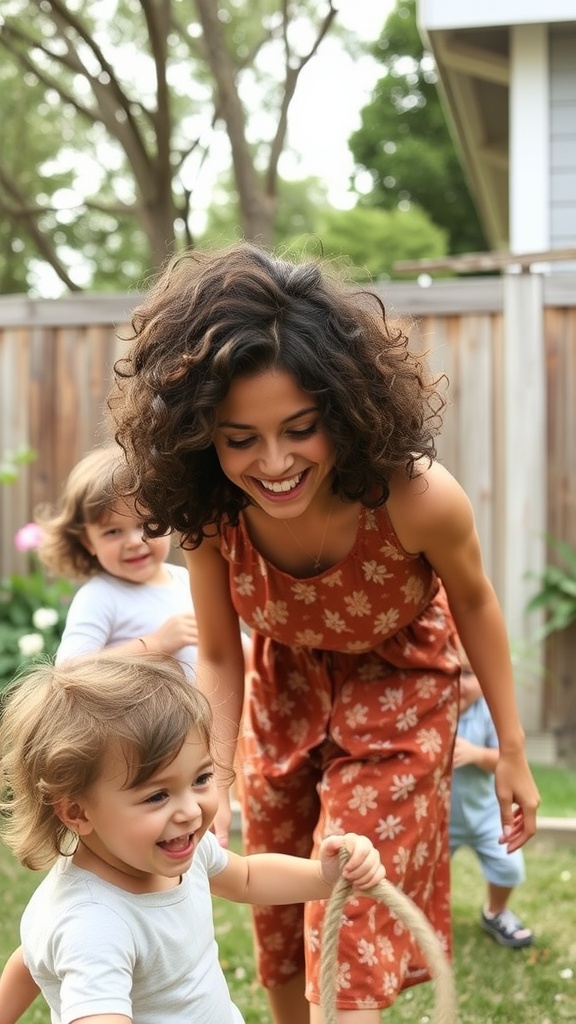 A group of children playing joyfully outdoors, showcasing a lively atmosphere.