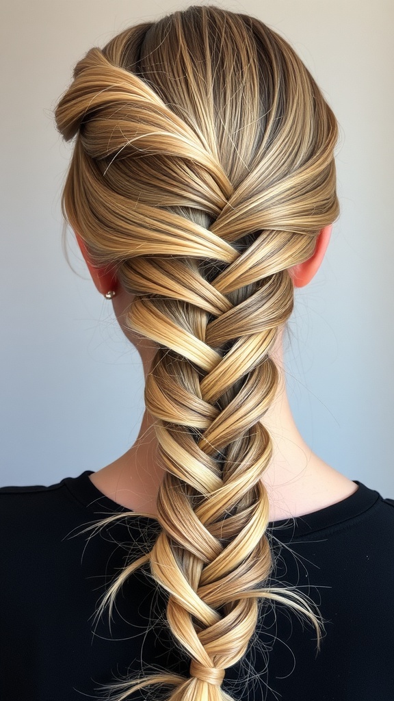 A beautiful Dutch braid hairstyle with fishtail ends, showcasing a blend of braiding techniques.