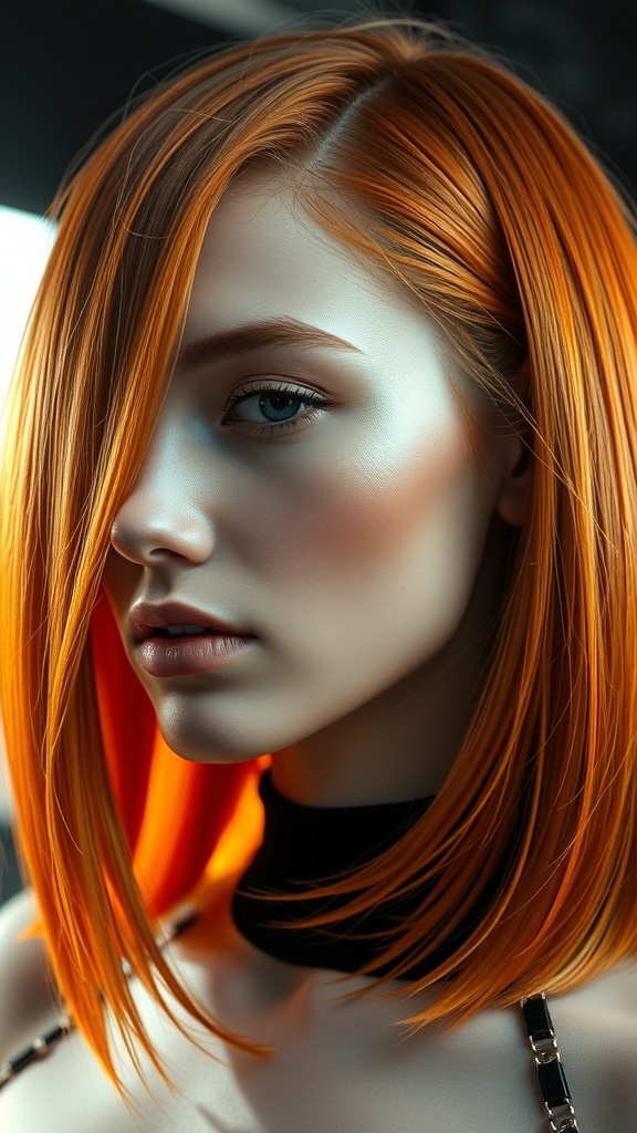 Close-up of wavy hair with caramel highlights