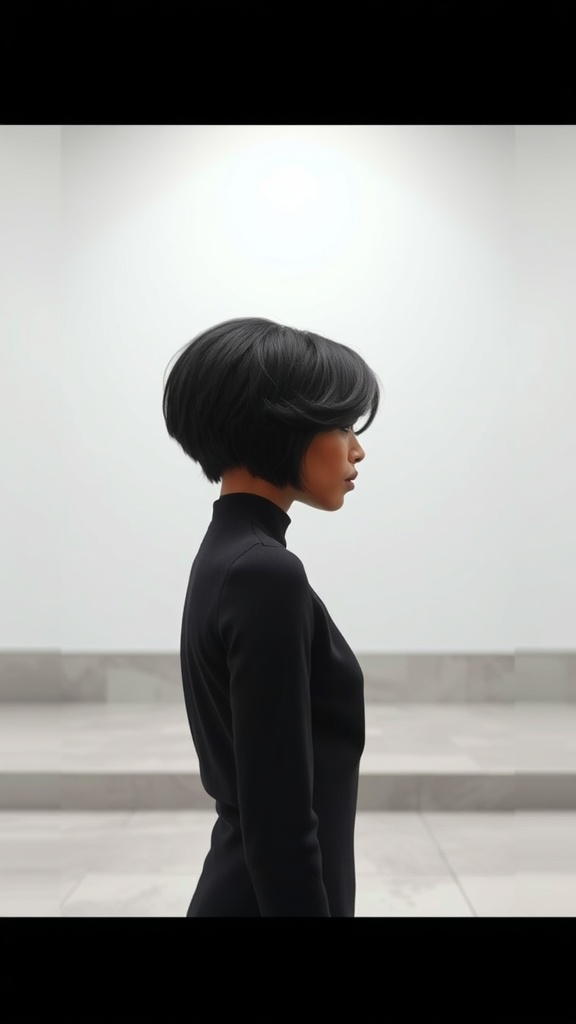 A person with short locs styled in a deep side sweep, showcasing a modern and polished look.