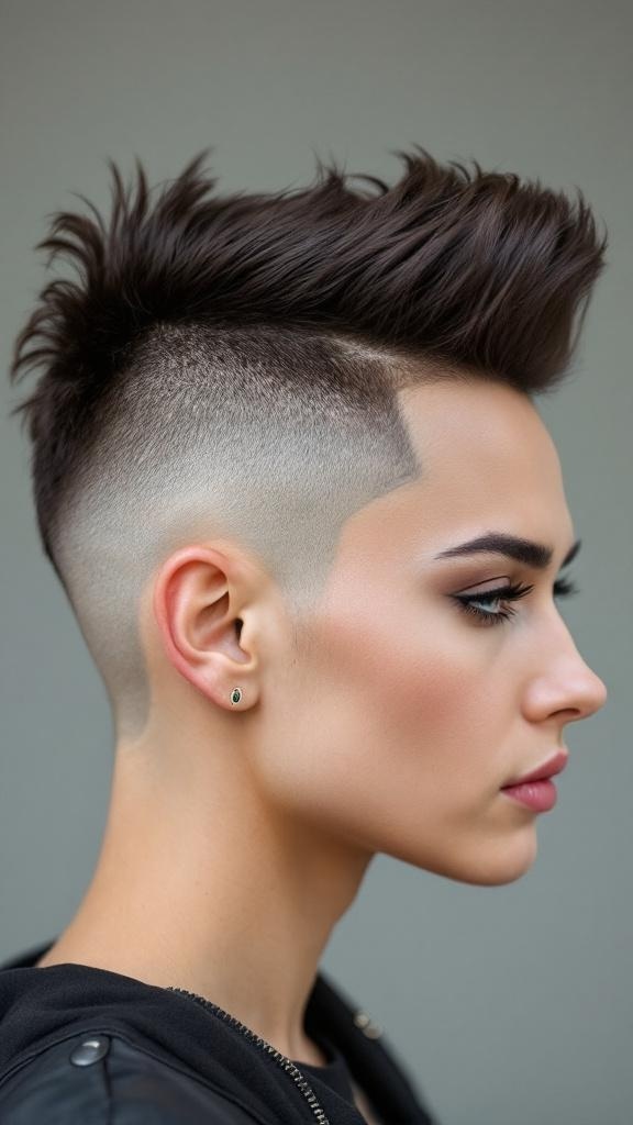 A modern haircut featuring shaved sides and an ear-length top, showcasing a stylish and edgy look.