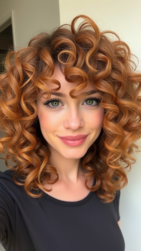Back view of a person with rusty brown curls