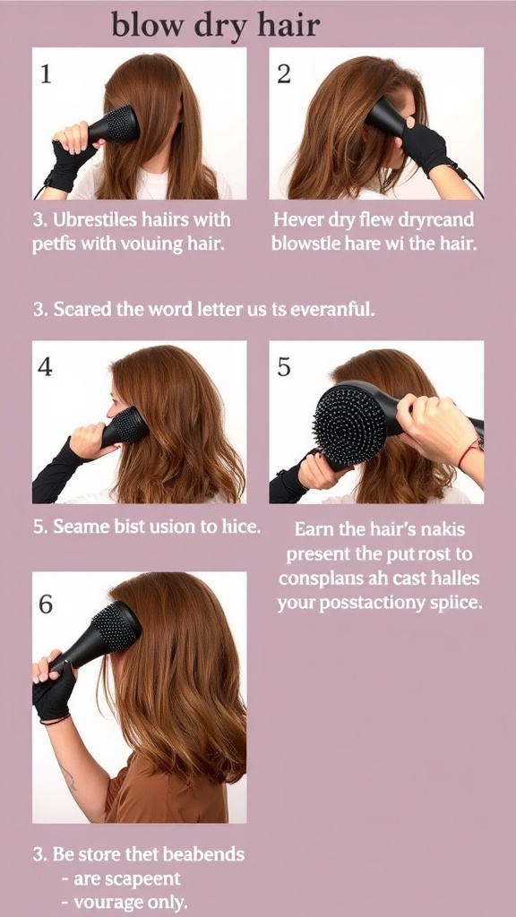 Step-by-step guide to achieving a 90s blowout hairstyle with images.