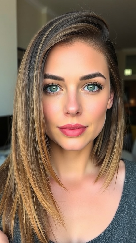 Before and after images of a hairstyle transition from long hair to an undercut bob.