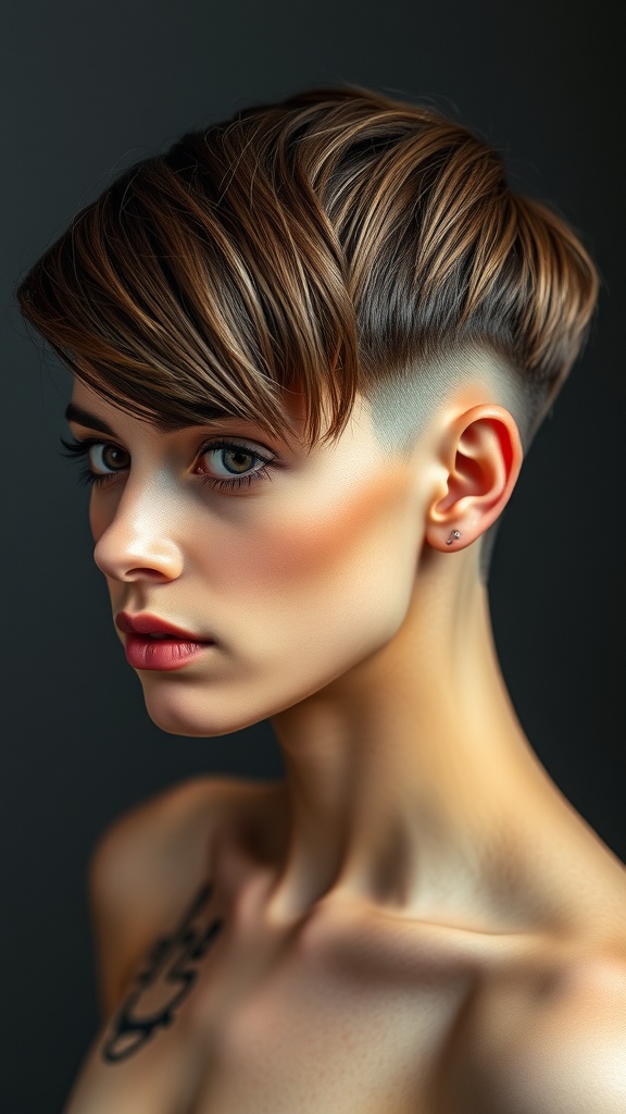 A stylish undercut hairstyle showcasing short sides and longer hair on top, perfect for thin hair.