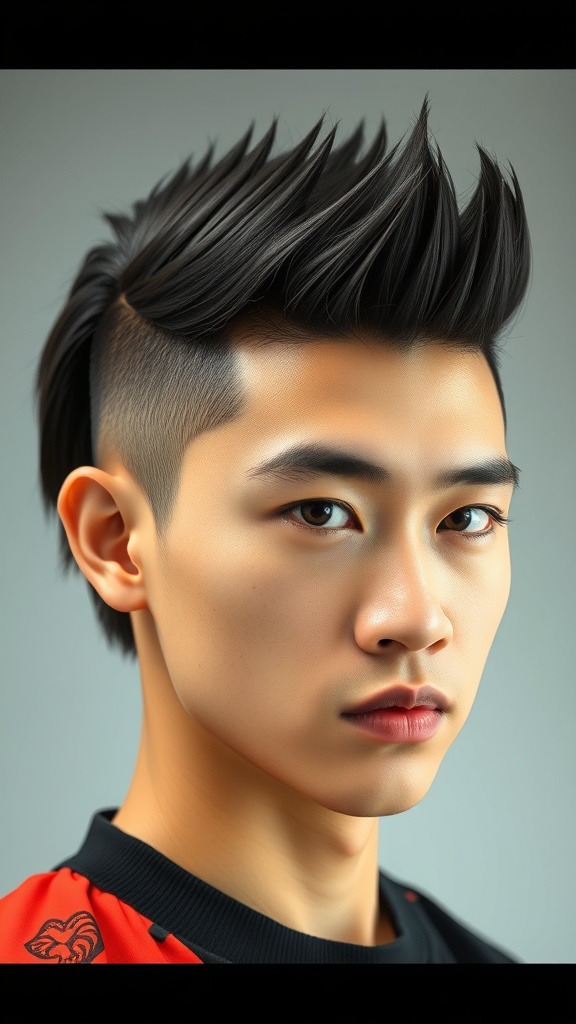 A character with a modern Hime haircut, featuring straight hair with blunt ends and a side shave, set against a serene background.