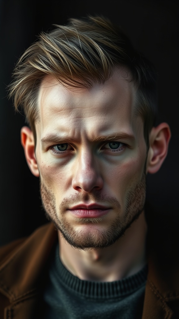 A man with a wolf cut hairstyle, showcasing textured layers and a stylish appearance.