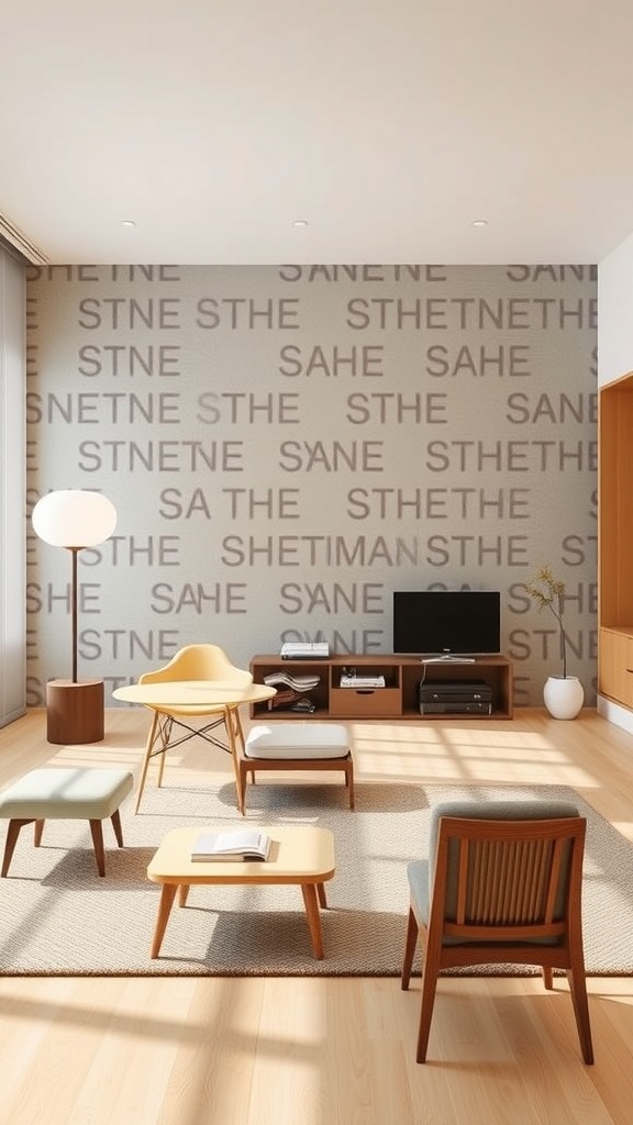 A modern living room featuring functional furniture with a minimalist design.