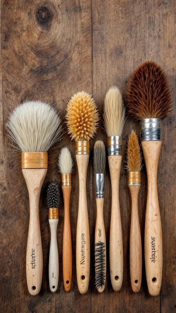 A variety of brushes for dry skin brushing, showcasing different bristle types and sizes.