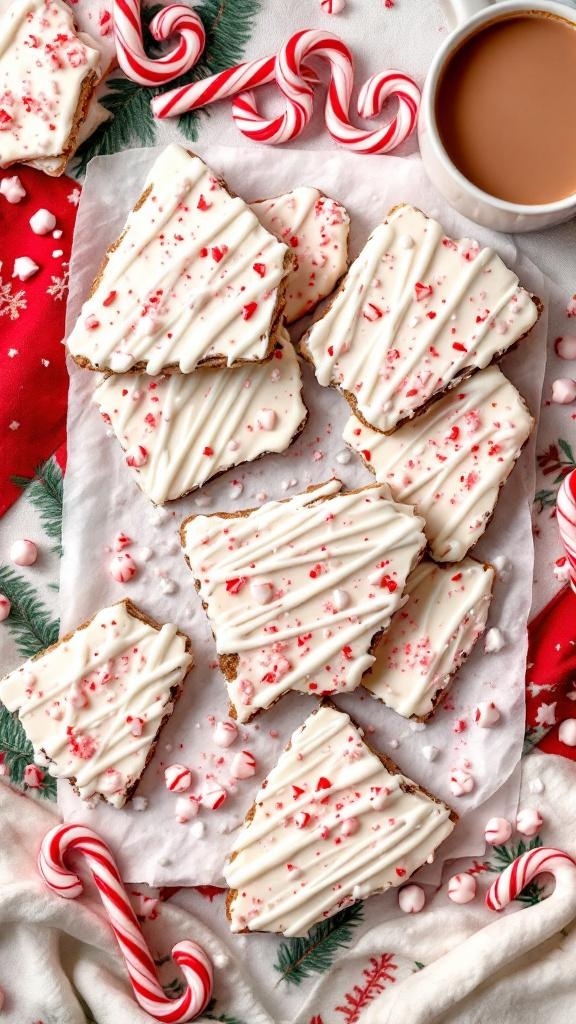 Peppermint Bark Cookies decorated with crushed peppermint and white chocolate drizzle