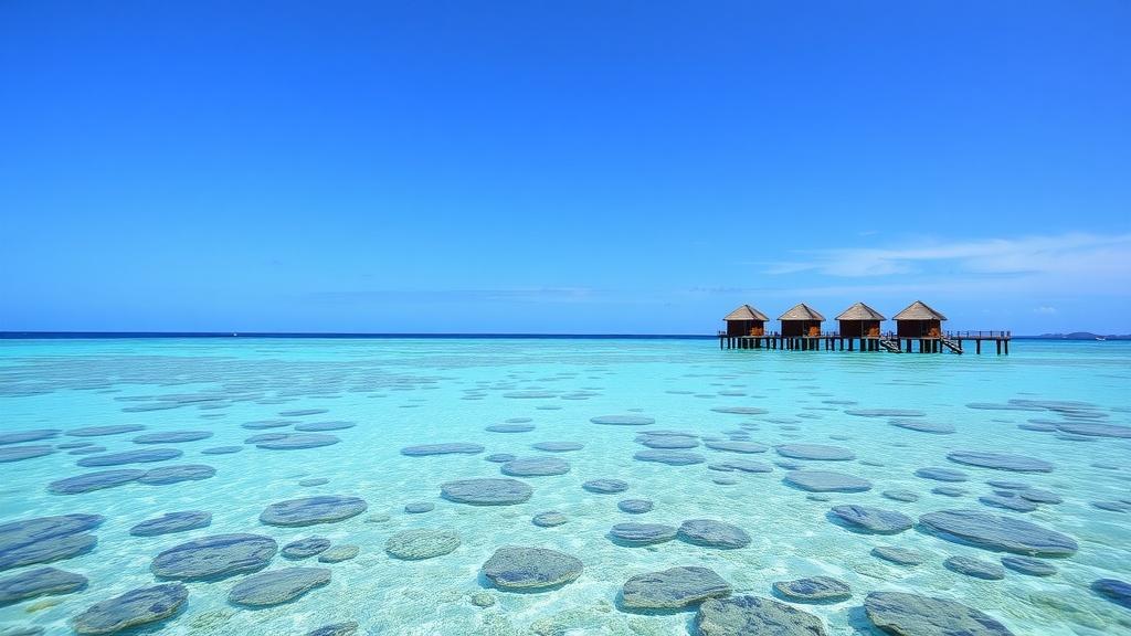 Aitutaki in the Cook Islands with crystal-clear waters and overwater bungalows.