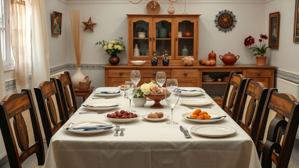 A beautifully set dining table in a cozy Greek home.