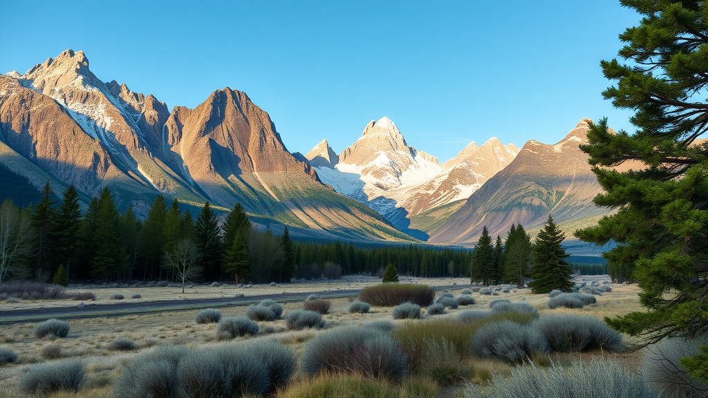 A scenic view of mountains and a clear blue sky in Jackson, Wyoming.