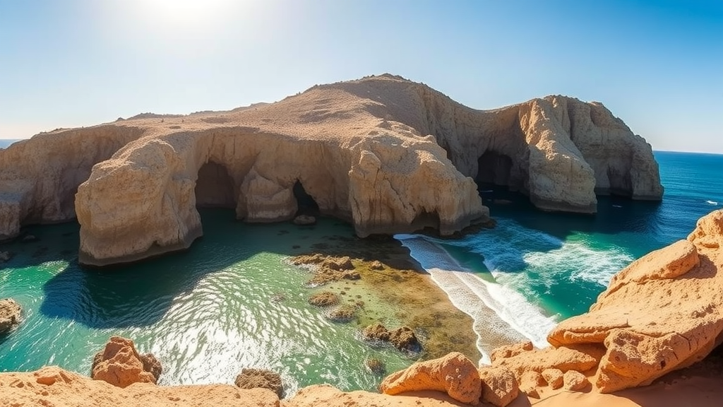 A panoramic view of Cabo de Gata featuring unique rock formations and clear waters