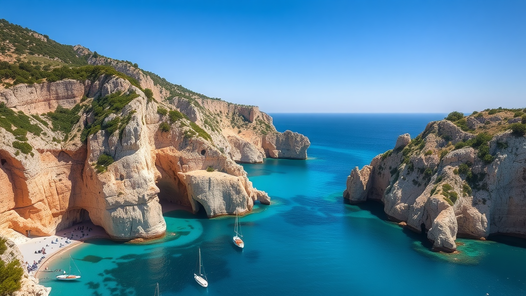 Stunning view of Calanques National Park showcasing rocky cliffs and turquoise waters