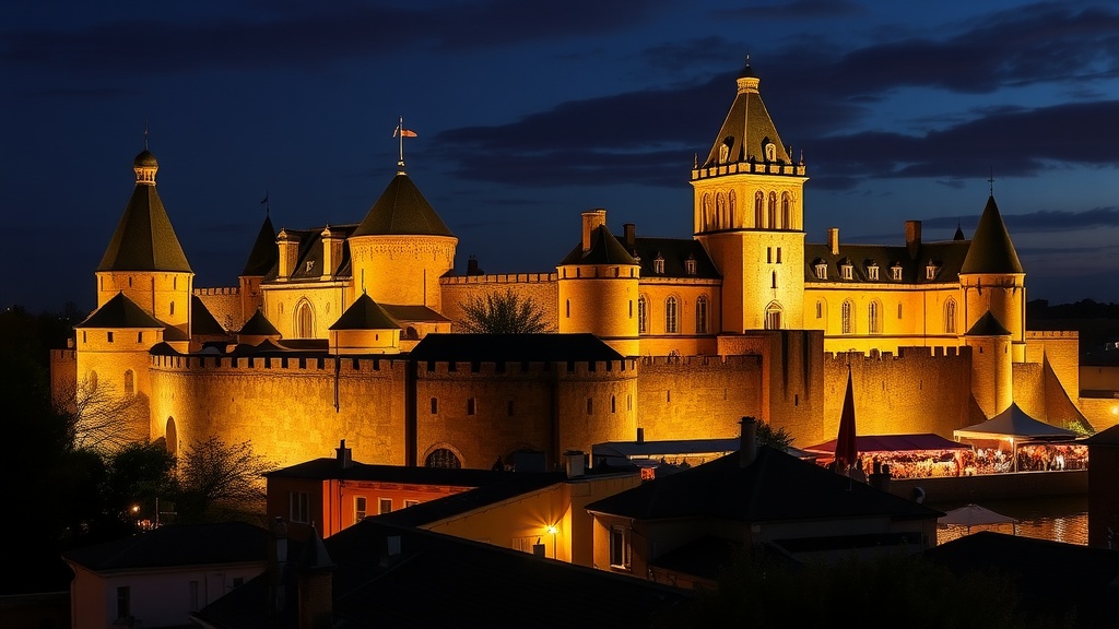 Night view of the Cité de Carcassonne, highlighting its illuminated towers and walls.