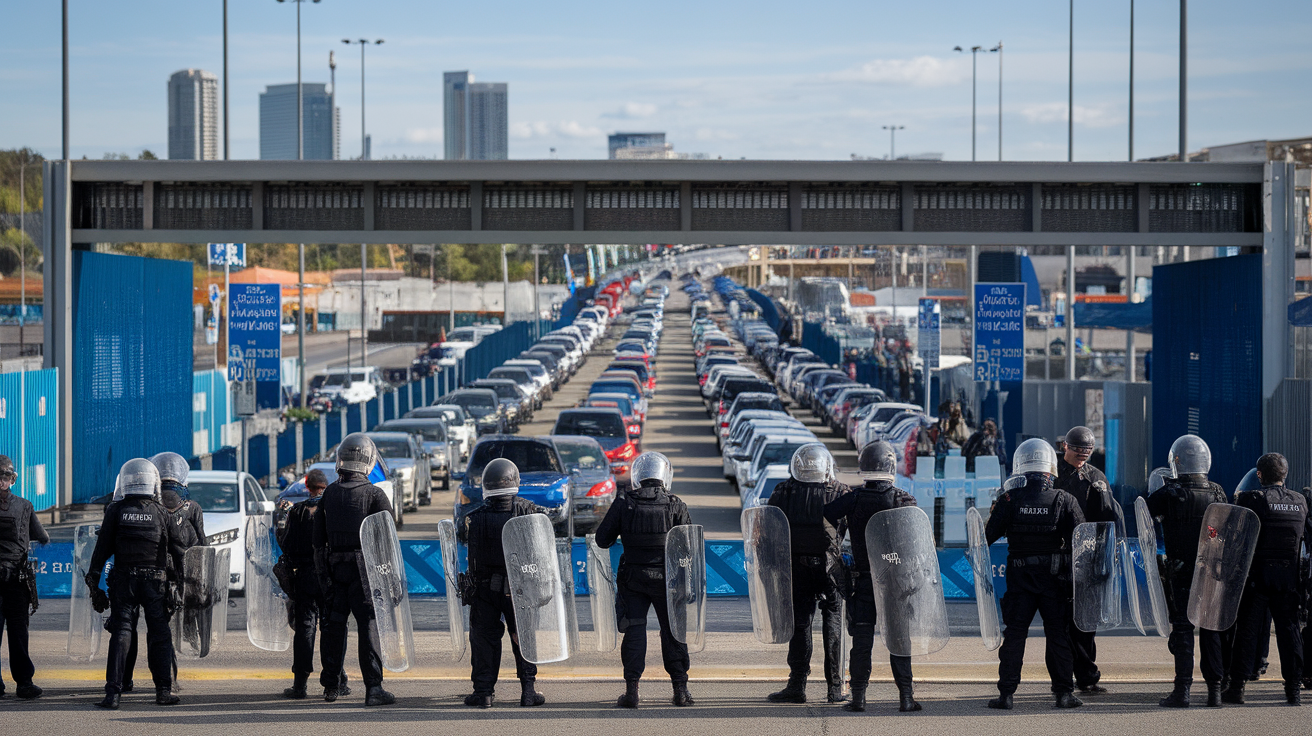 U.S. Customs and Border Protection checkpoint in Ciudad Juárez, symbolizing heightened security and concerns about safety.