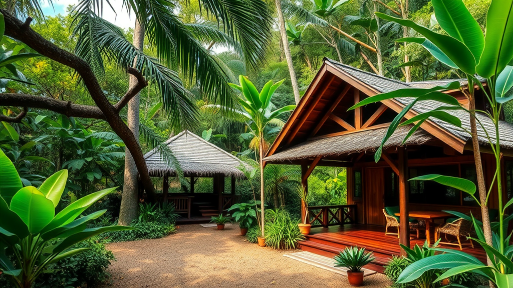 A beautiful eco-lodge surrounded by lush greenery in Costa Rica