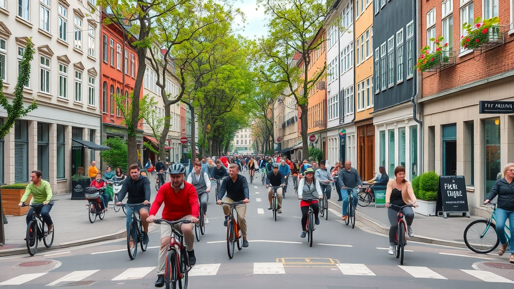 A busy street in Denmark filled with cyclists enjoying the ride.