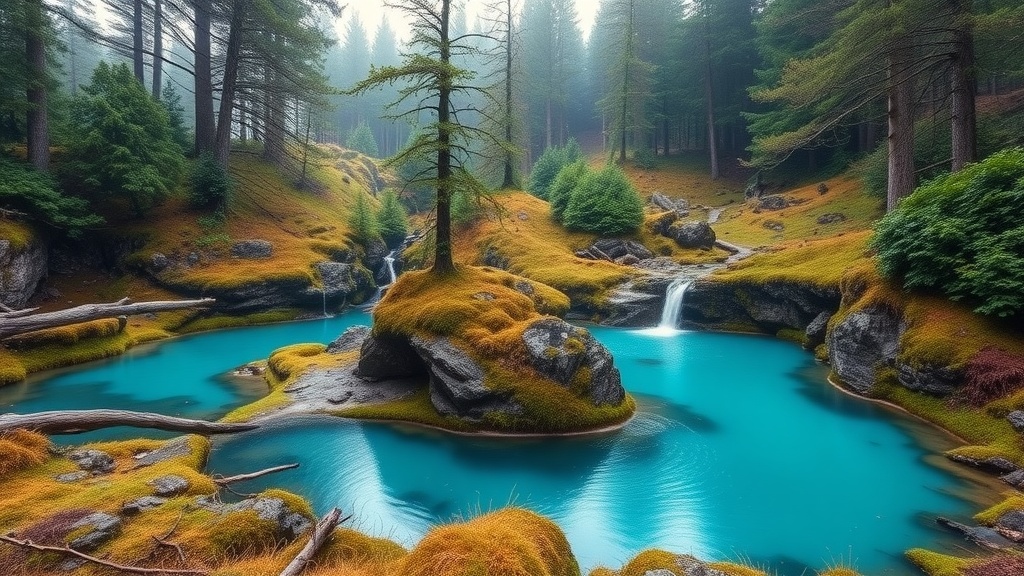 A picturesque view of the Fairy Pools in Glen Brittle, showcasing turquoise waters surrounded by lush greenery and rocky formations.