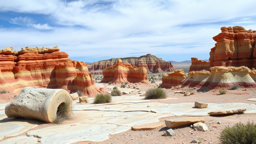 Stunning landscape of Petrified Forest National Park with unique rock formations.