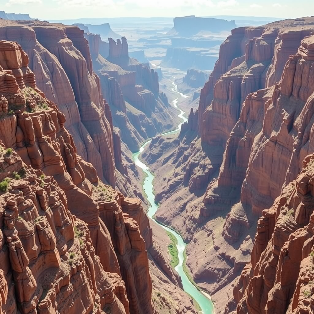 Aerial view of Fish River Canyon showcasing dramatic rock formations and a winding river.