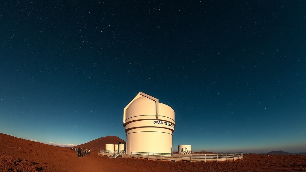 Gran Telescopio Canarias under a starry sky on La Palma