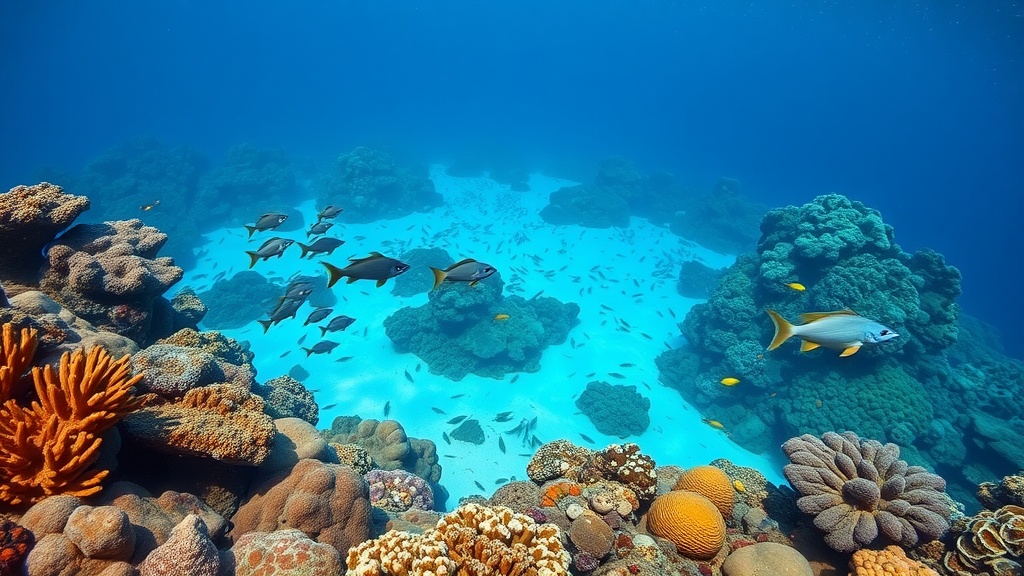 Underwater view of coral reefs and fish in the Great Barrier Reef Marine Park.