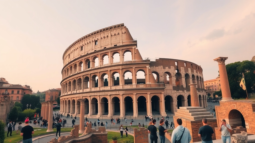 An image of the Colosseum in Rome with visitors.