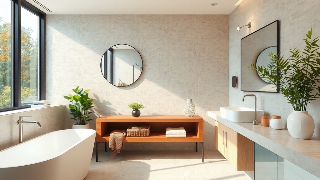 Low-flow water fixtures in a modern bathroom setting.