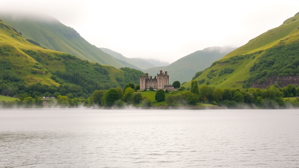 A view of Killarney National Park with lush green hills and a serene lake