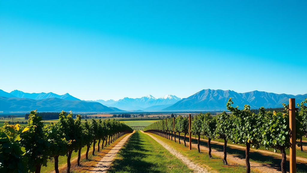 Vineyards in Mendoza, Argentina with mountains in the background