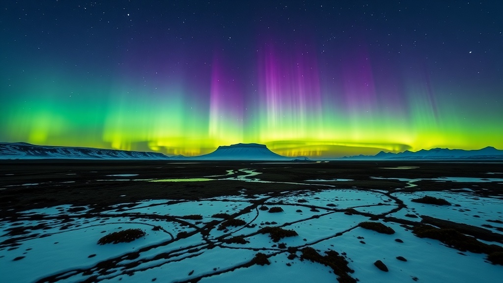 Northern Lights illuminating the sky over Thingvellir National Park.