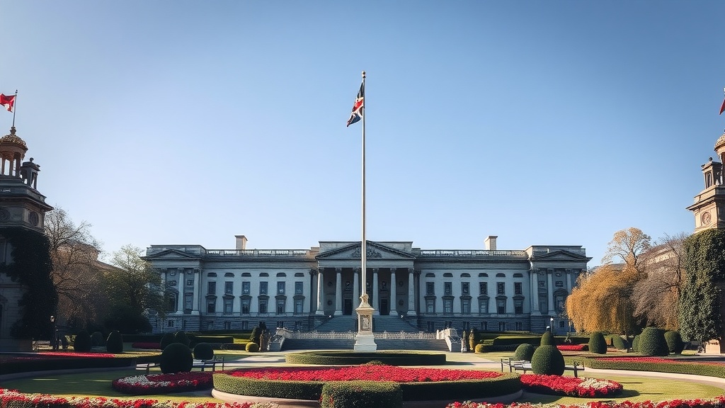 Parliament House in Canberra, showcasing its grand architecture and surrounding gardens.