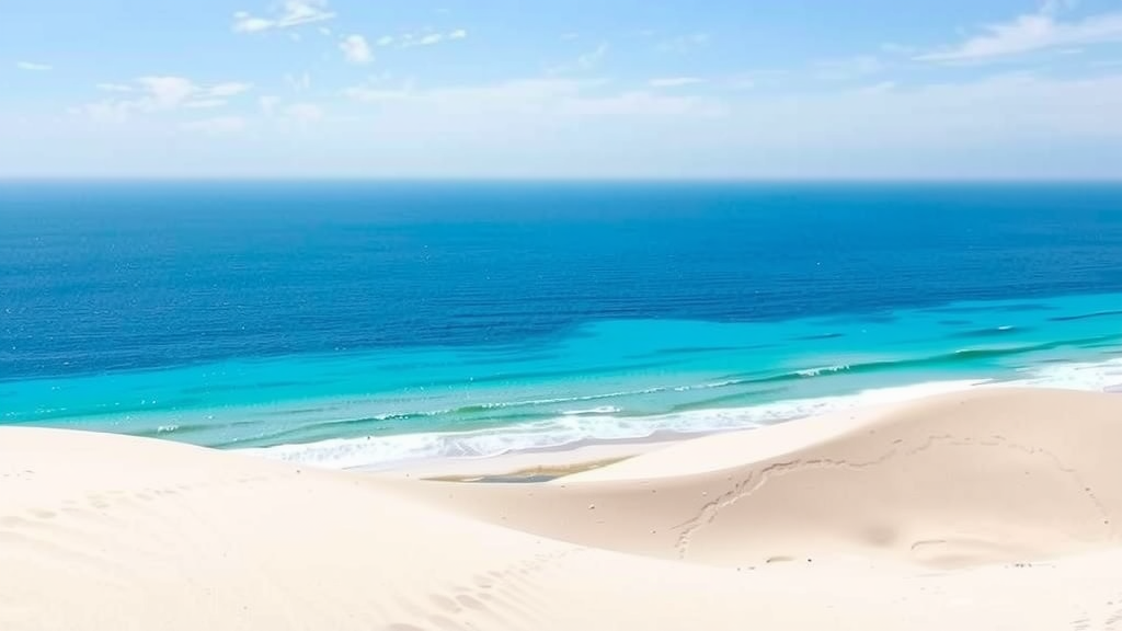 A view of Playa de Bolonia, showcasing golden sand dunes and turquoise waters