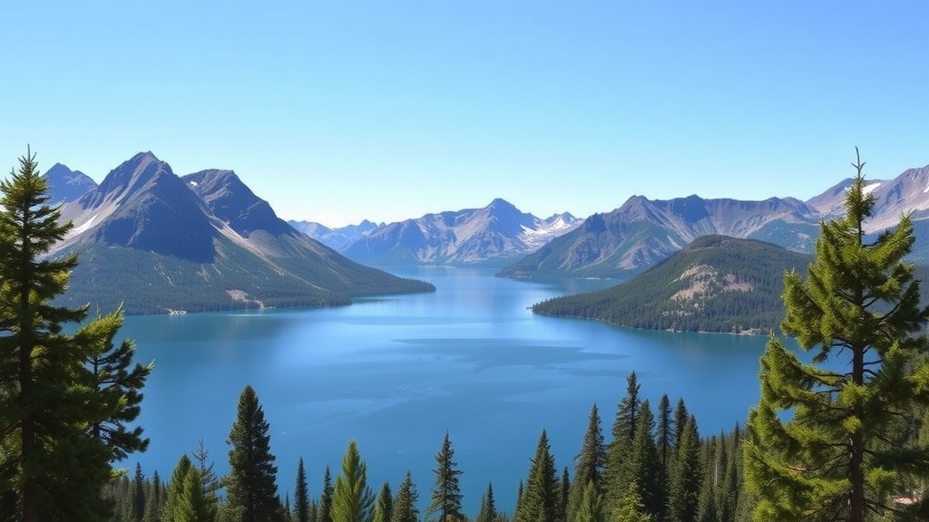 Scenic view of Bear Lake surrounded by mountains and trees