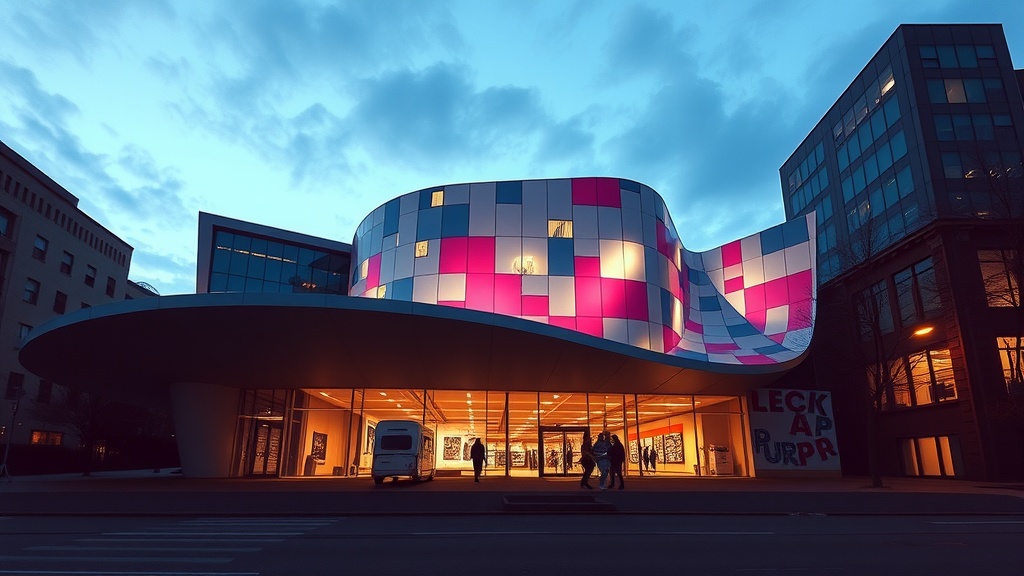 Exterior view of the Museum of Pop Culture in Seattle, showcasing its modern architecture and colorful design.