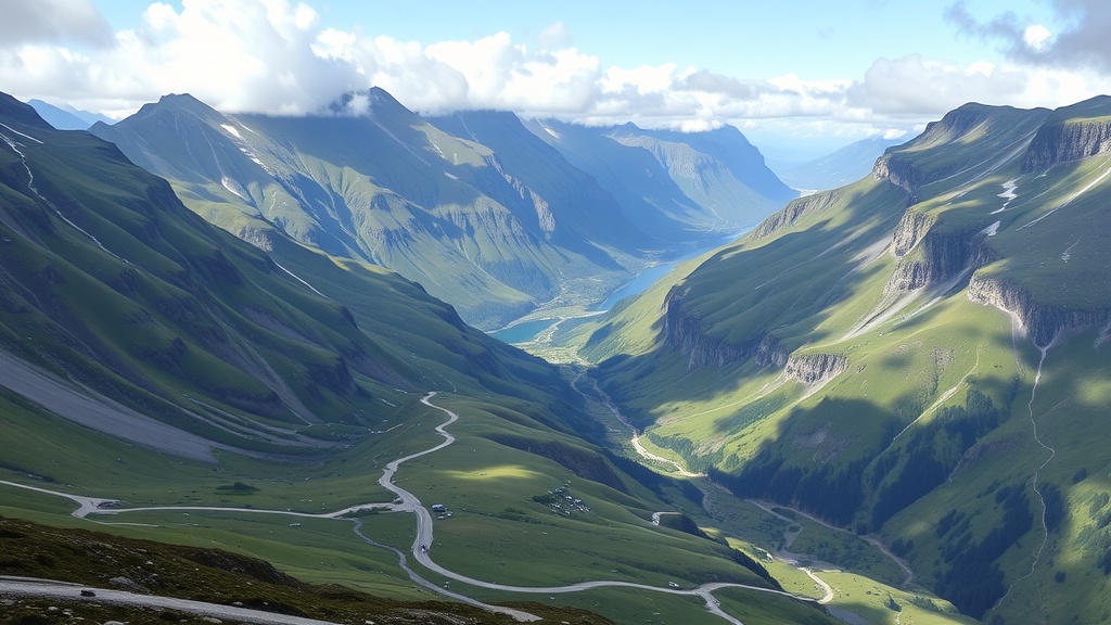 A breathtaking view of green valleys and mountains from Aurlandsfjellet.