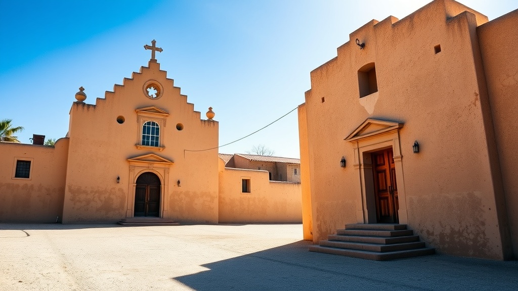 View of the San Miguel Mission showcasing its adobe architecture and historical significance.