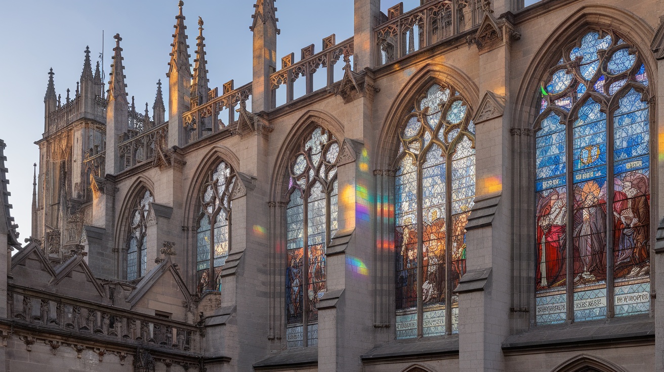 York Minster, a historic cathedral in York, UK, showcasing its impressive architecture and stained glass windows.